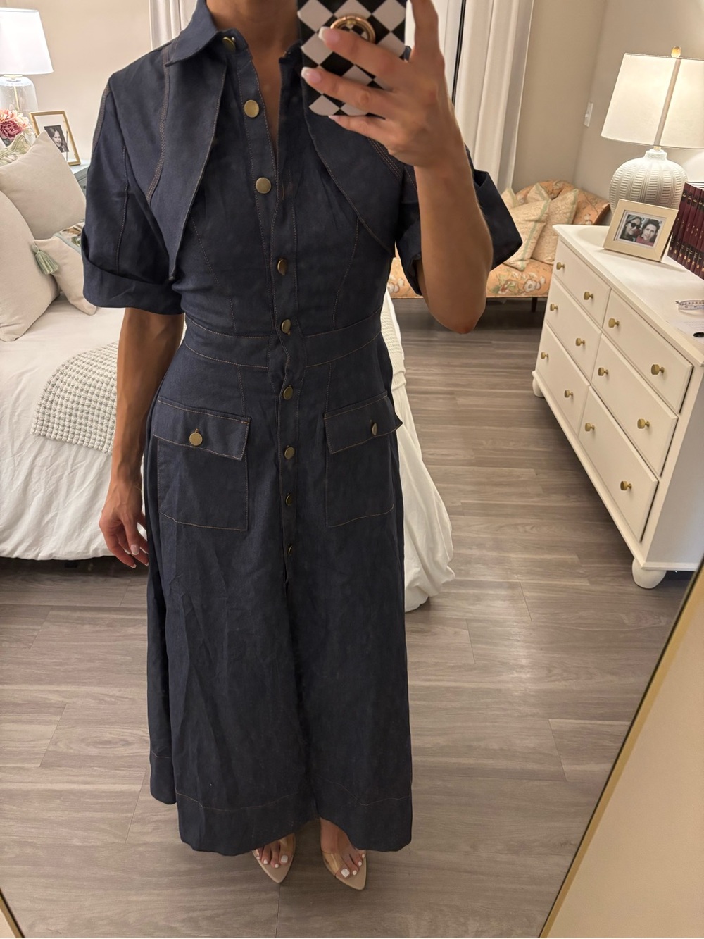Chicways Denim Trench-Style Maxi Dress - NWOT